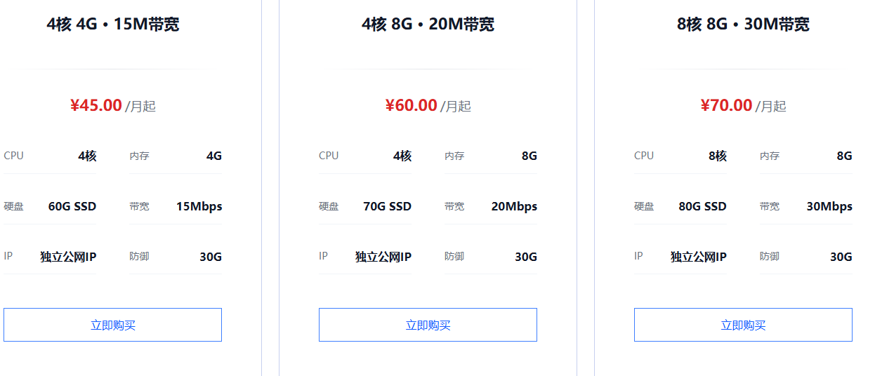 深圳云服务器配置价格参数图